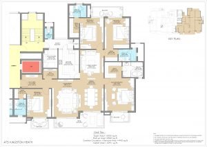 ATS Kingston Heath 4 BHK apartment 3D layout view | Luxury flats Noida